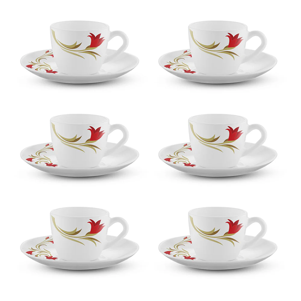 Larah Lily Cup n Saucer Set, Red - Image 3