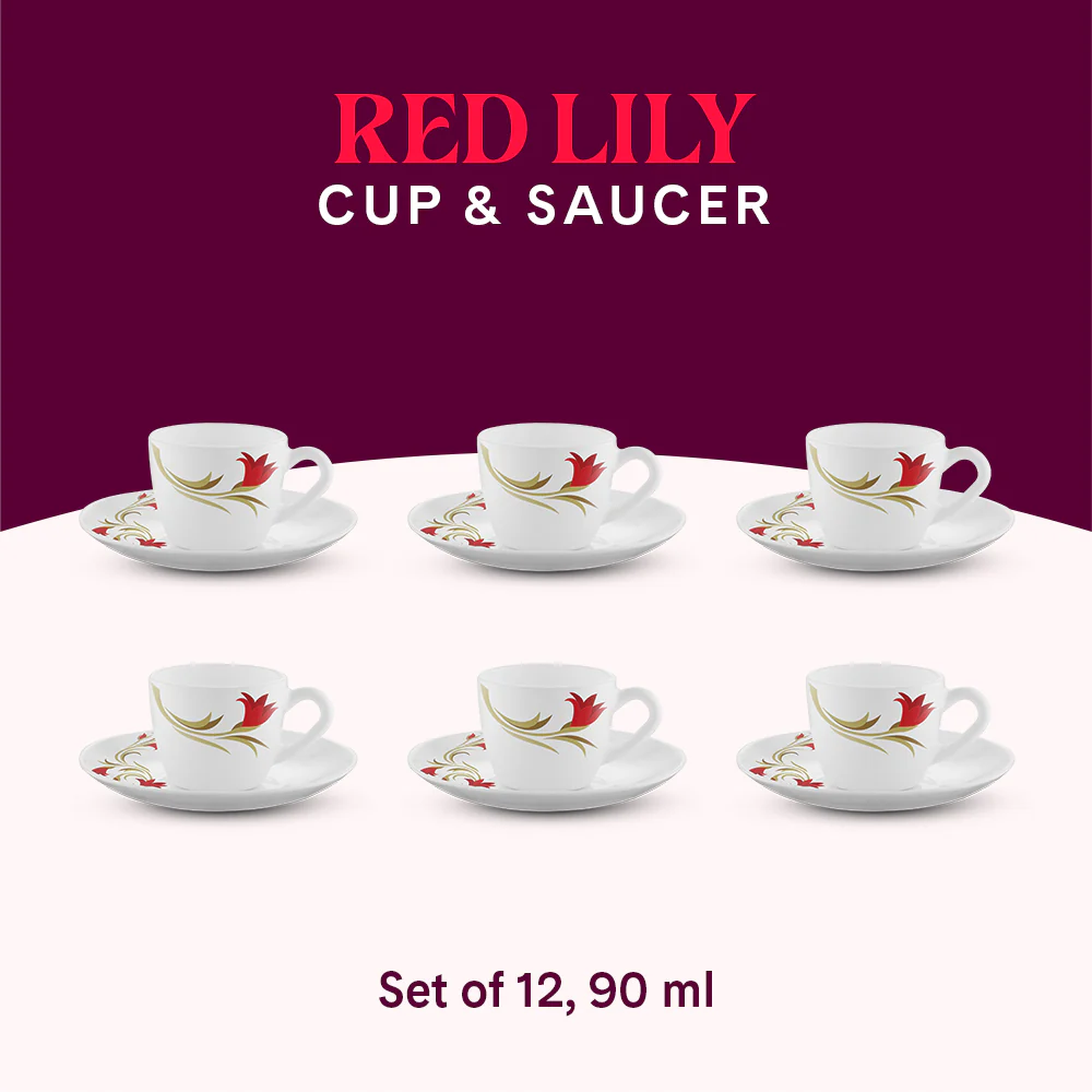 Larah Lily Cup n Saucer Set, Red - Image 9
