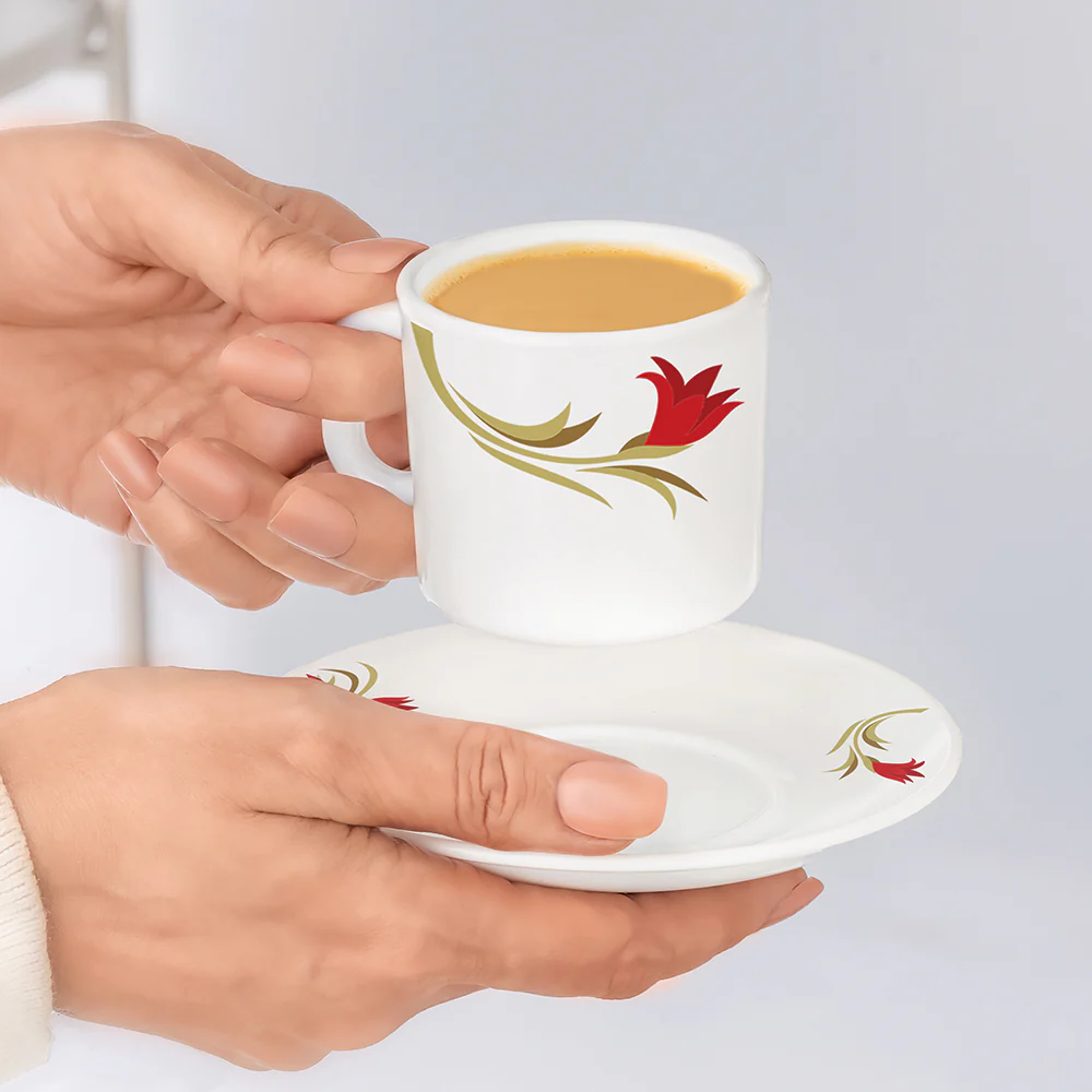 Larah Red Lily Mug n Saucer Set - Image 2