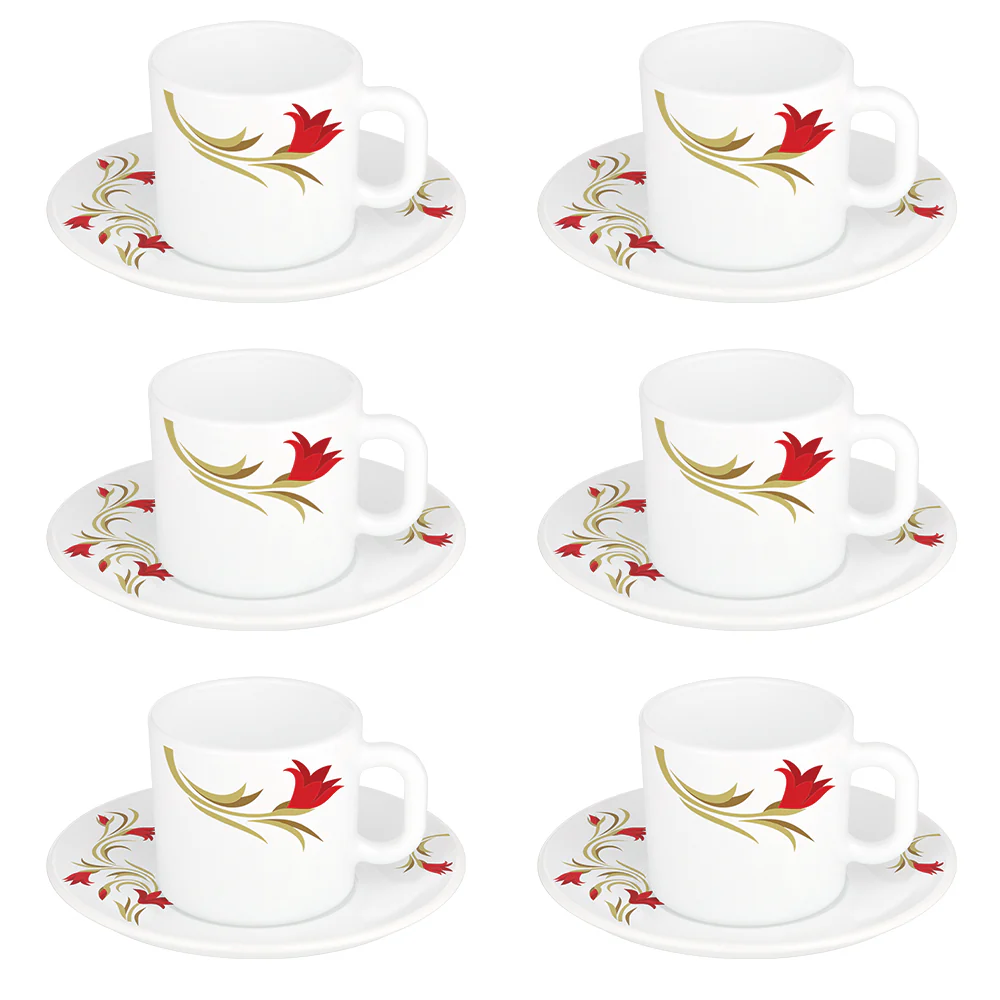 Larah Red Lily Mug n Saucer Set - Image 3