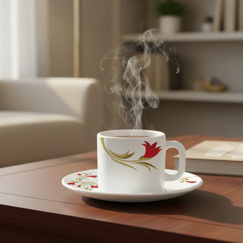 Larah Red Lily Mug n Saucer Set - Image 5