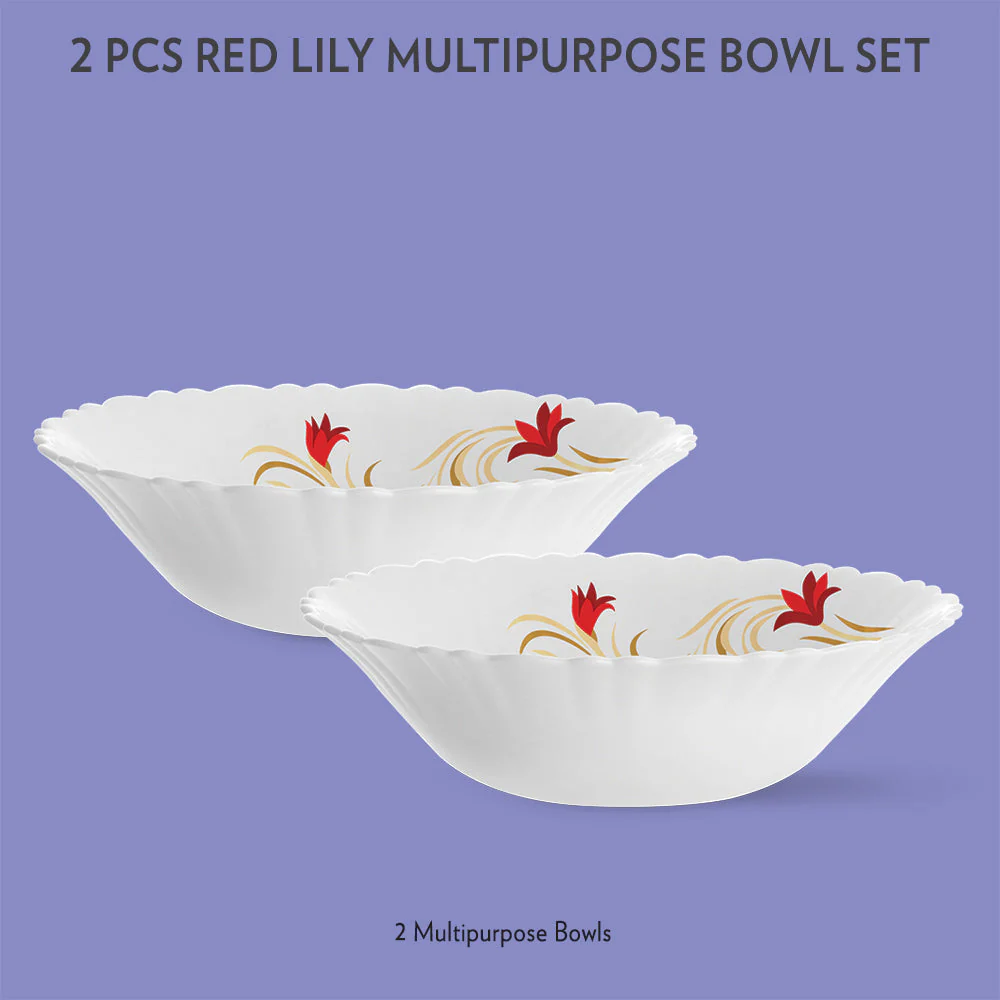 Larah Red Lily Multipurpose Bowl, 2 pc Set - Image 2