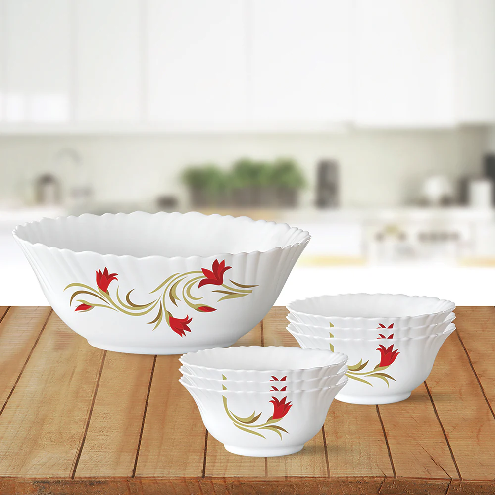 Larah Red Lily Pudding Set, 5 pc