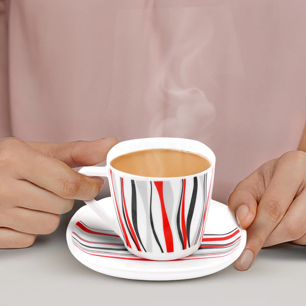 Larah Rio Red Square Cup n Saucer Set - Image 2