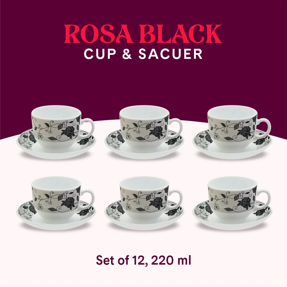 Larah Rosa Cup n Saucer Set, Black - Image 8