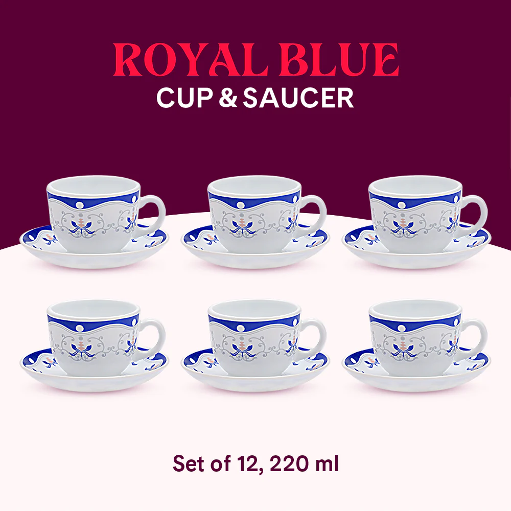 Larah Royal Blue Cup n Saucer Set, 220ml x 12 - Image 8