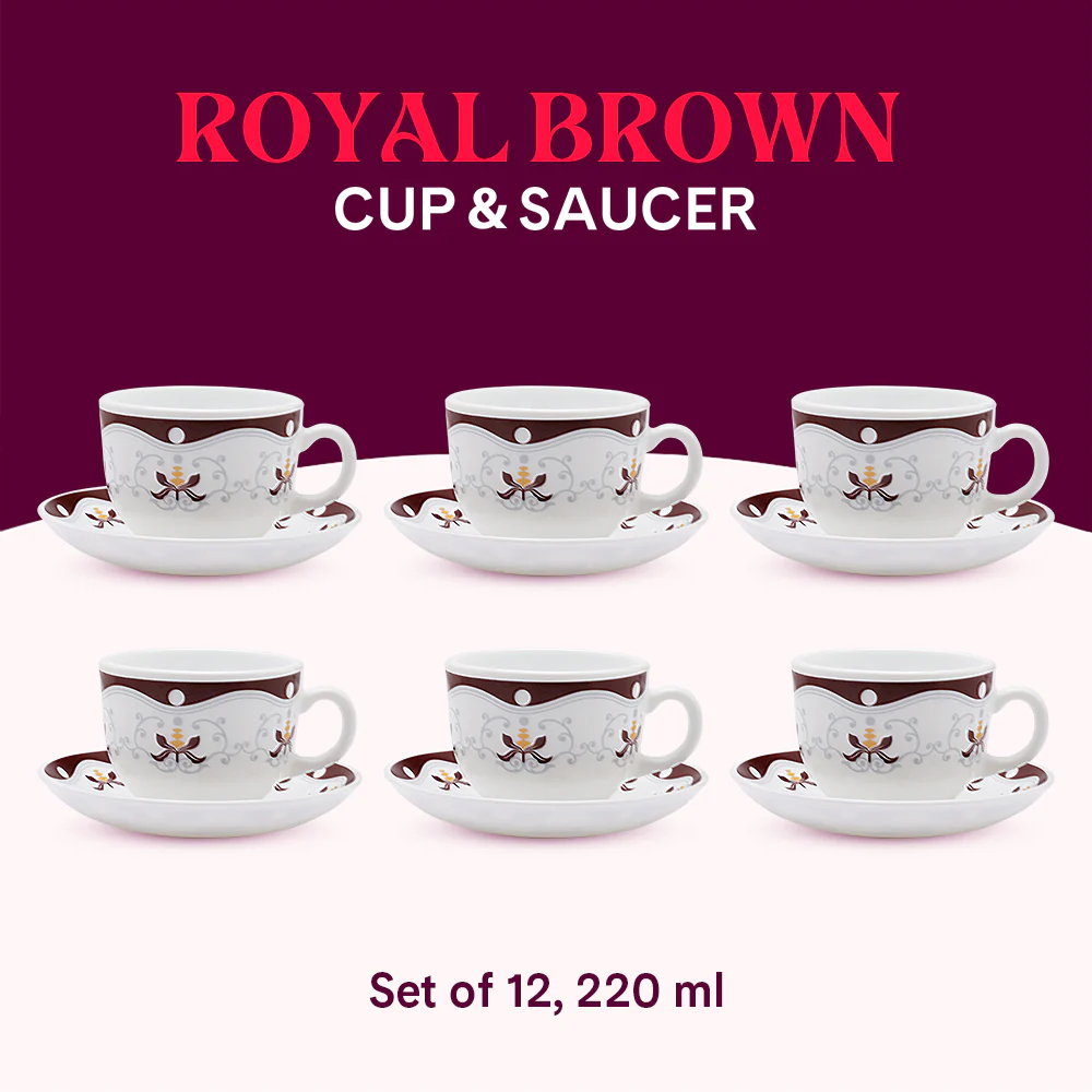 Larah Royal Cup n Saucer Set, Brown - Image 9