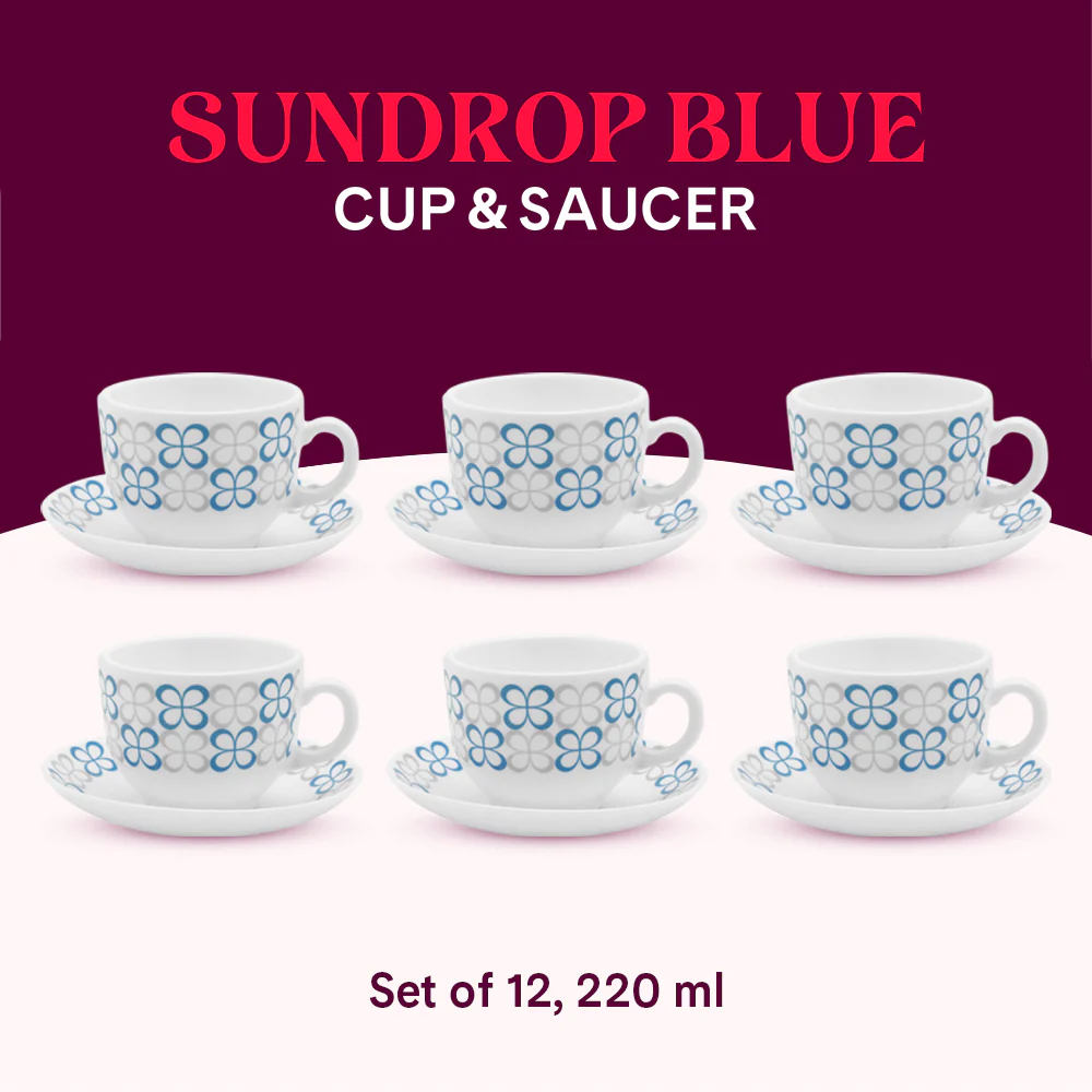 Larah Sundrop Cup n Saucer Set, Blue - Image 9