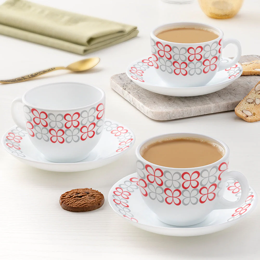 Larah Sundrop Cup n Saucer Set, Red - Image 2