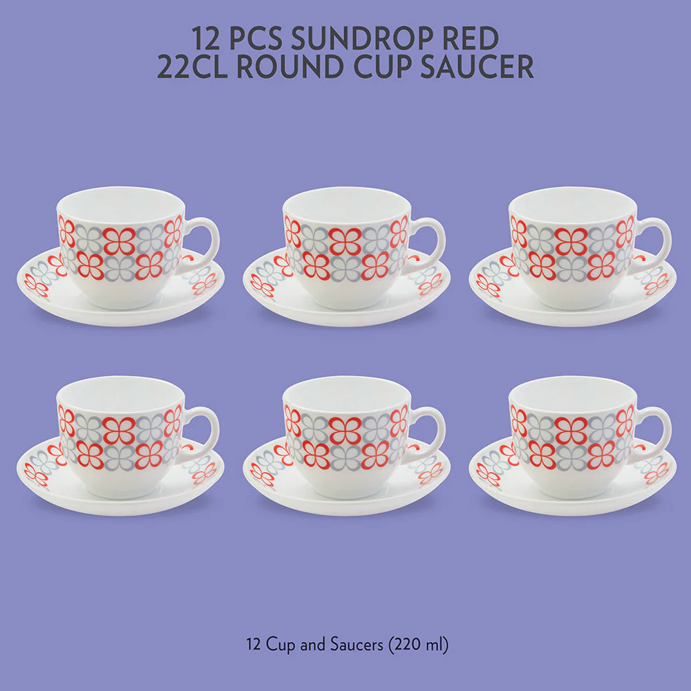 Larah Sundrop Cup n Saucer Set, Red - Image 3