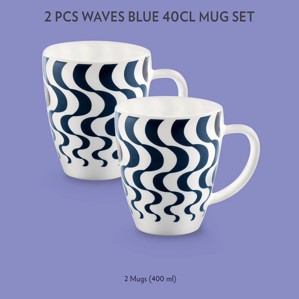 Larah Waves Mug Set, Blue - Image 2