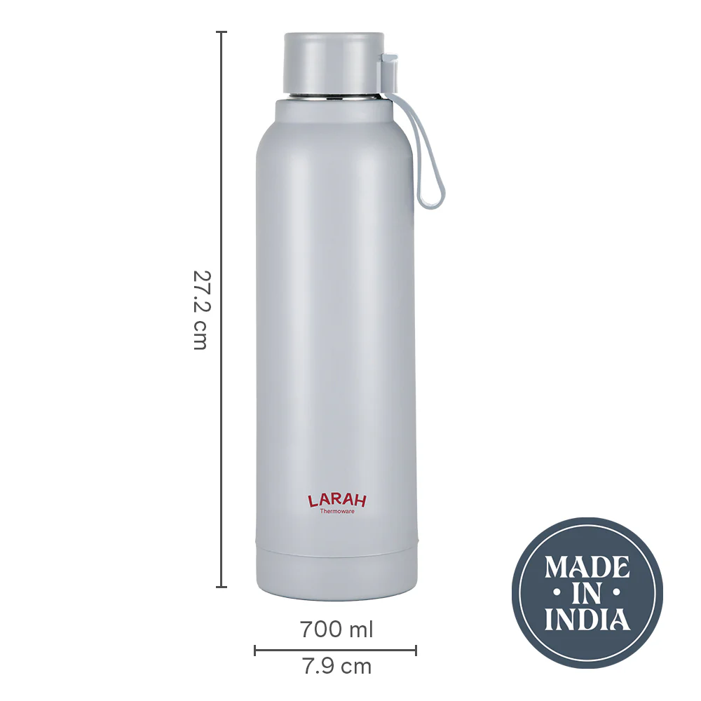 Larah Orbit Round PU Thermoware Bottle, Grey - Image 3