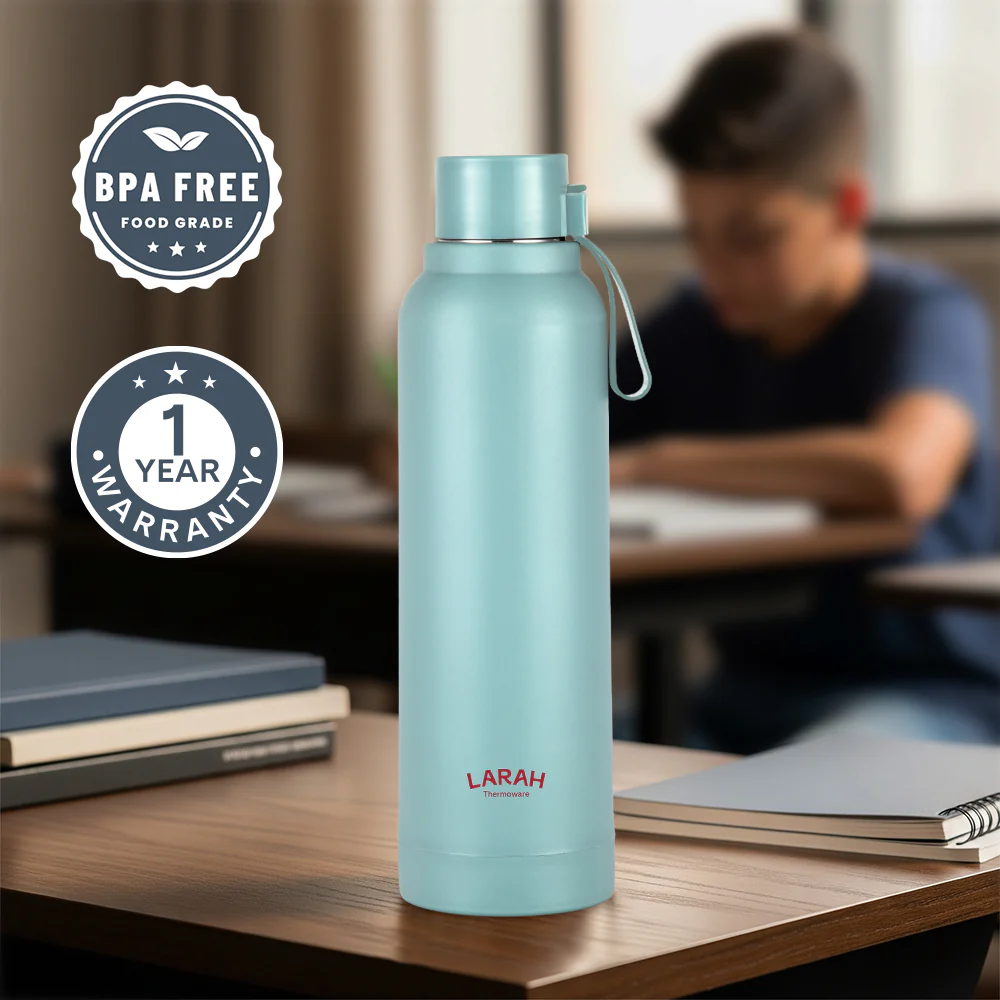 Larah Orbit Round PU Thermoware Bottle, Mint - Image 4