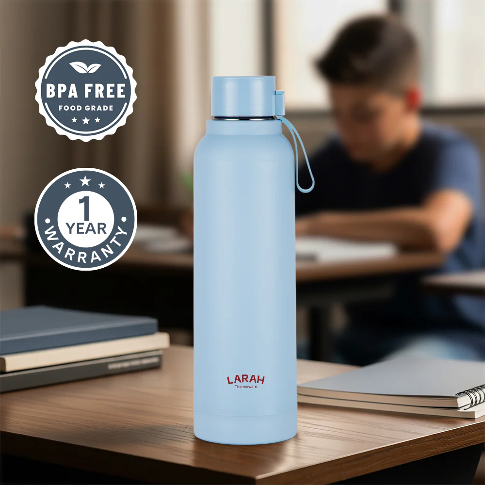 Larah Orbit Round PU Thermoware Bottle, Sky - Image 4