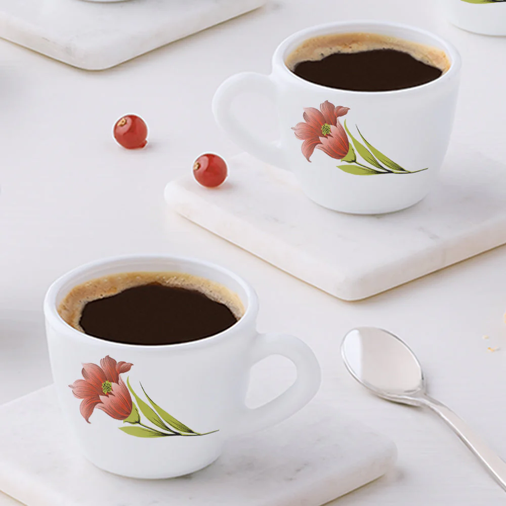 Larah Opalware Iris Cup Set, Red - Image 3