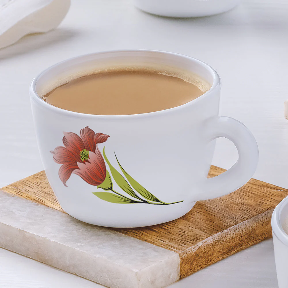 Larah Opalware Iris Cup Set, Red - Image 4