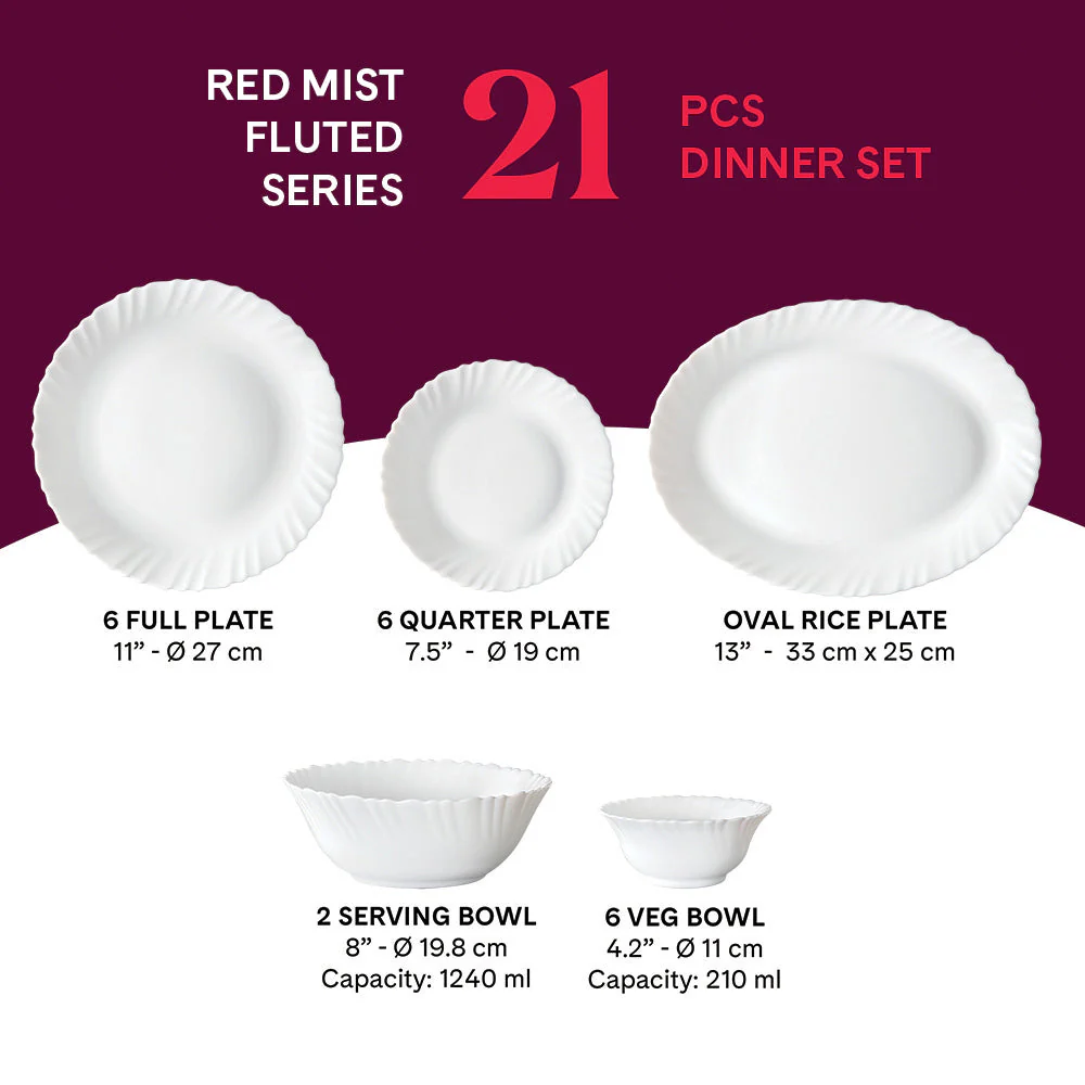 Larah Red Mist Dinner Set, 45 pc - Image 25