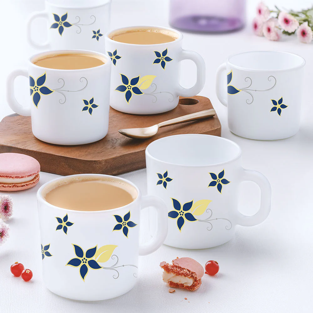 Larah Opalware Viva Family-Snack Set With Mugs White - Image 2