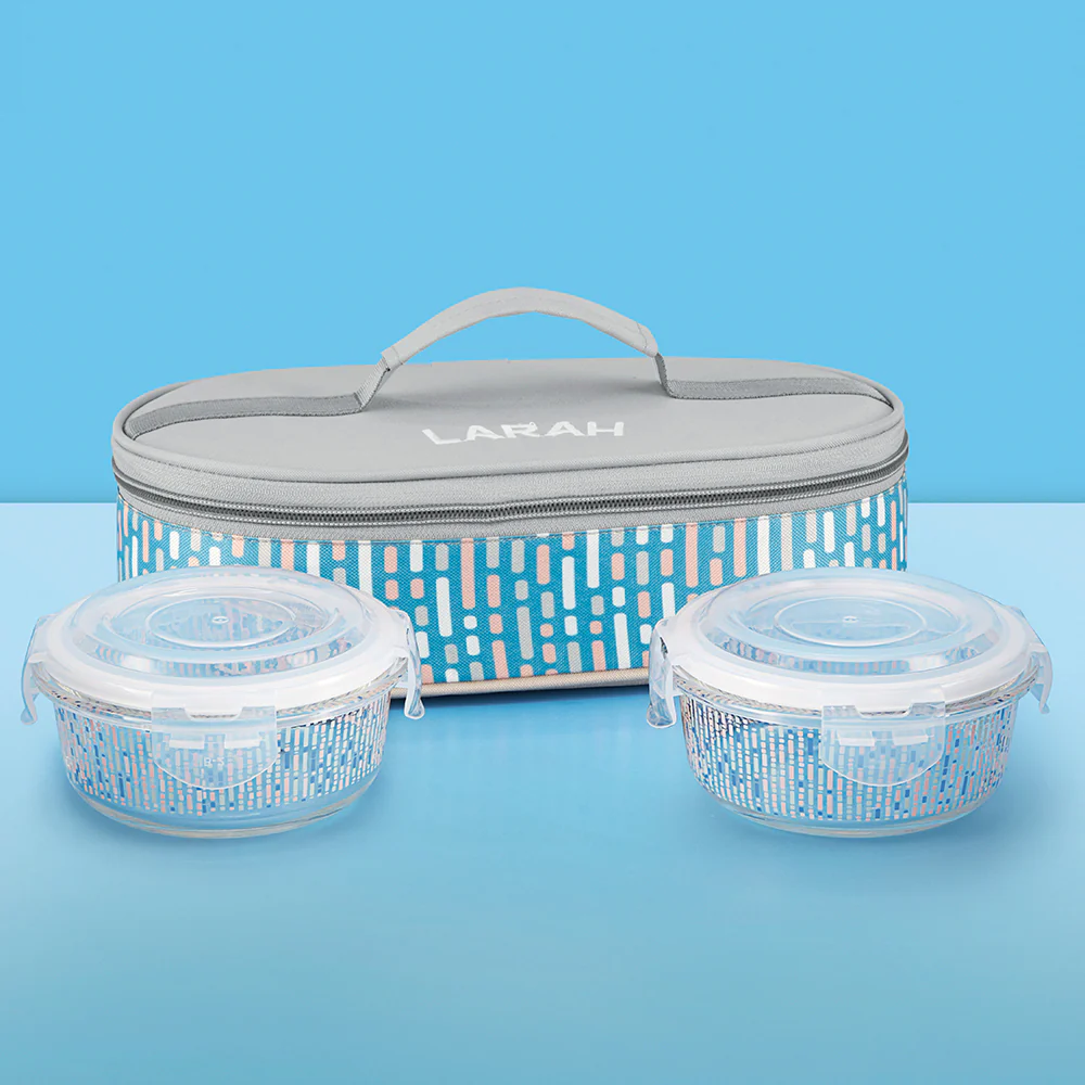 Larah Vogue Round Glass Lunchbox - Image 2