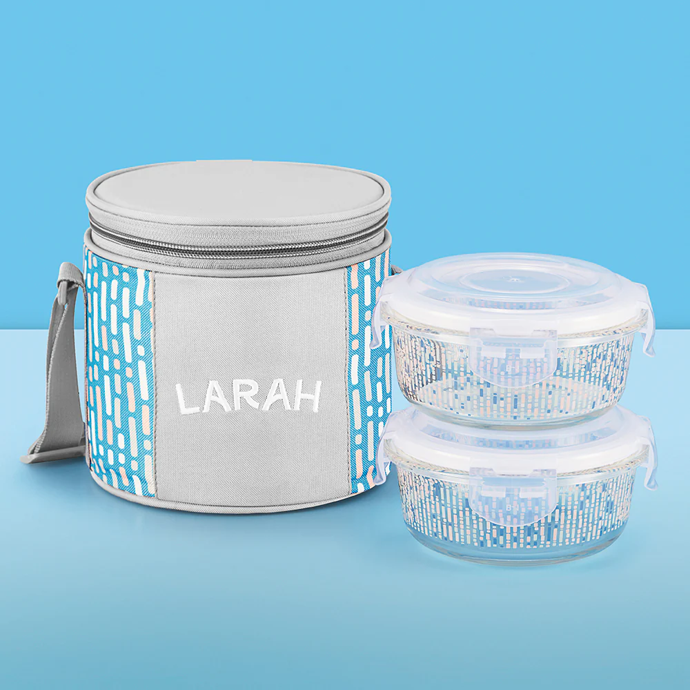 Larah Vogue Round Glass Lunchbox - Image 2
