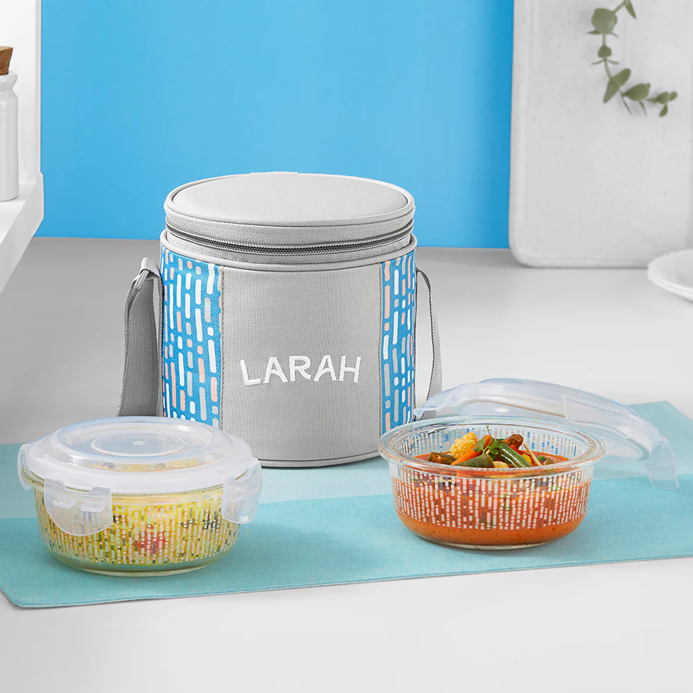 Larah Vogue Round Glass Lunchbox - Image 3