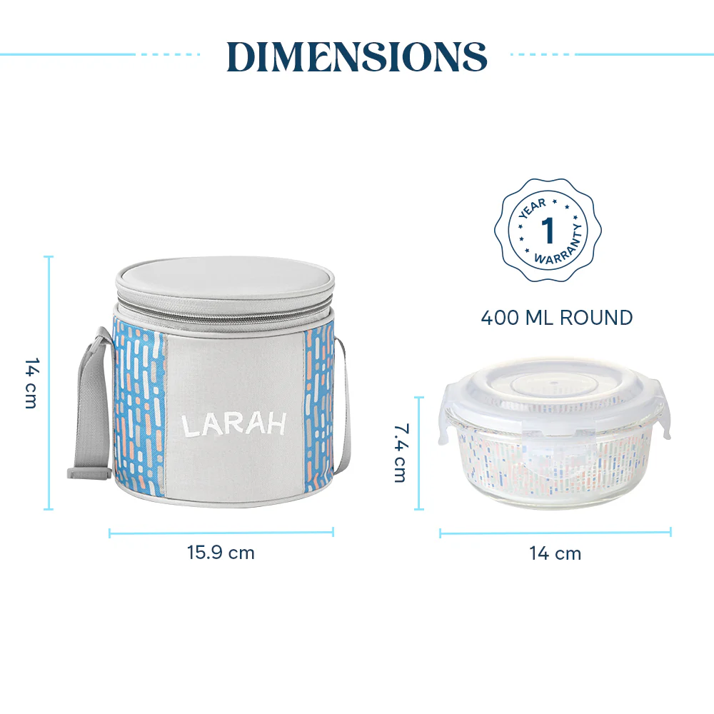Larah Vogue Round Glass Lunchbox - Image 6
