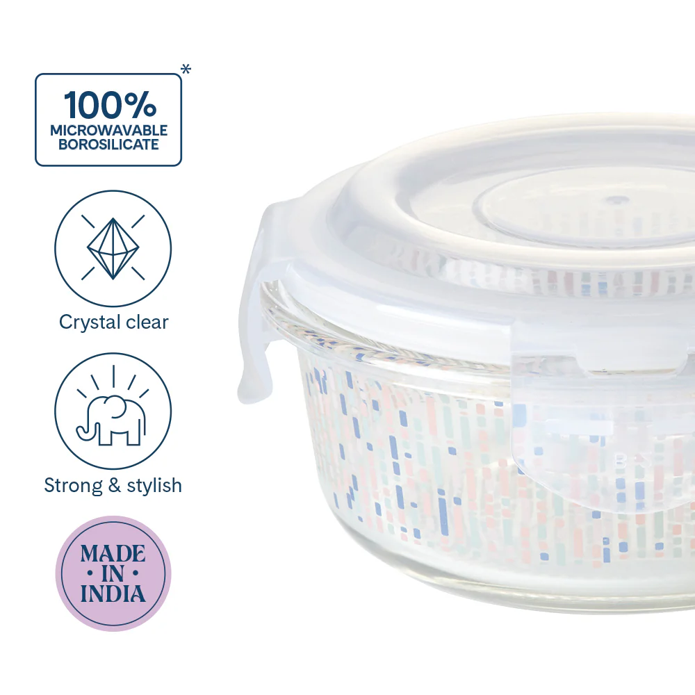 Larah Vogue Round Glass Lunchbox - Image 8