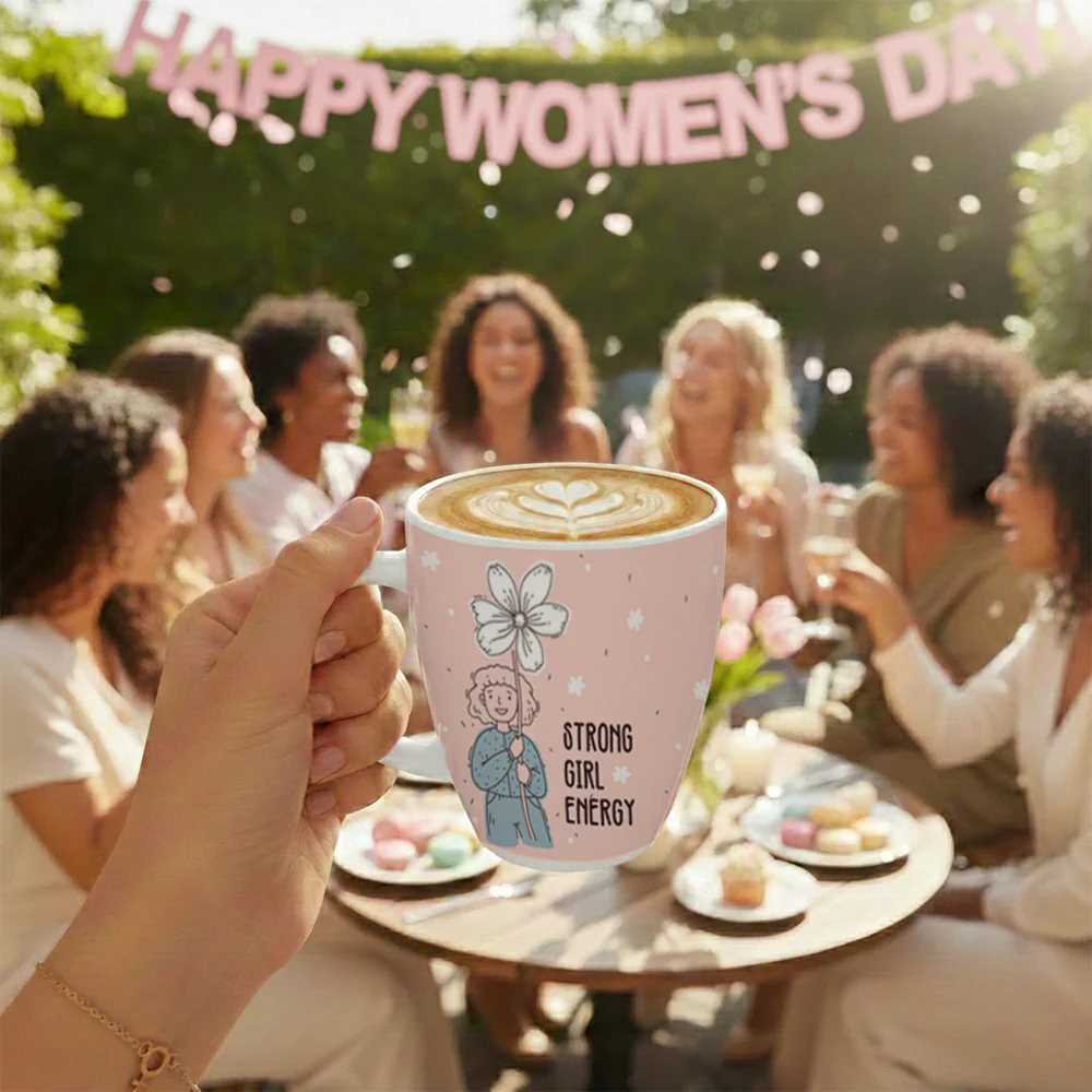 Larah Women's Day Opalware Mug, Happiness - Image 2