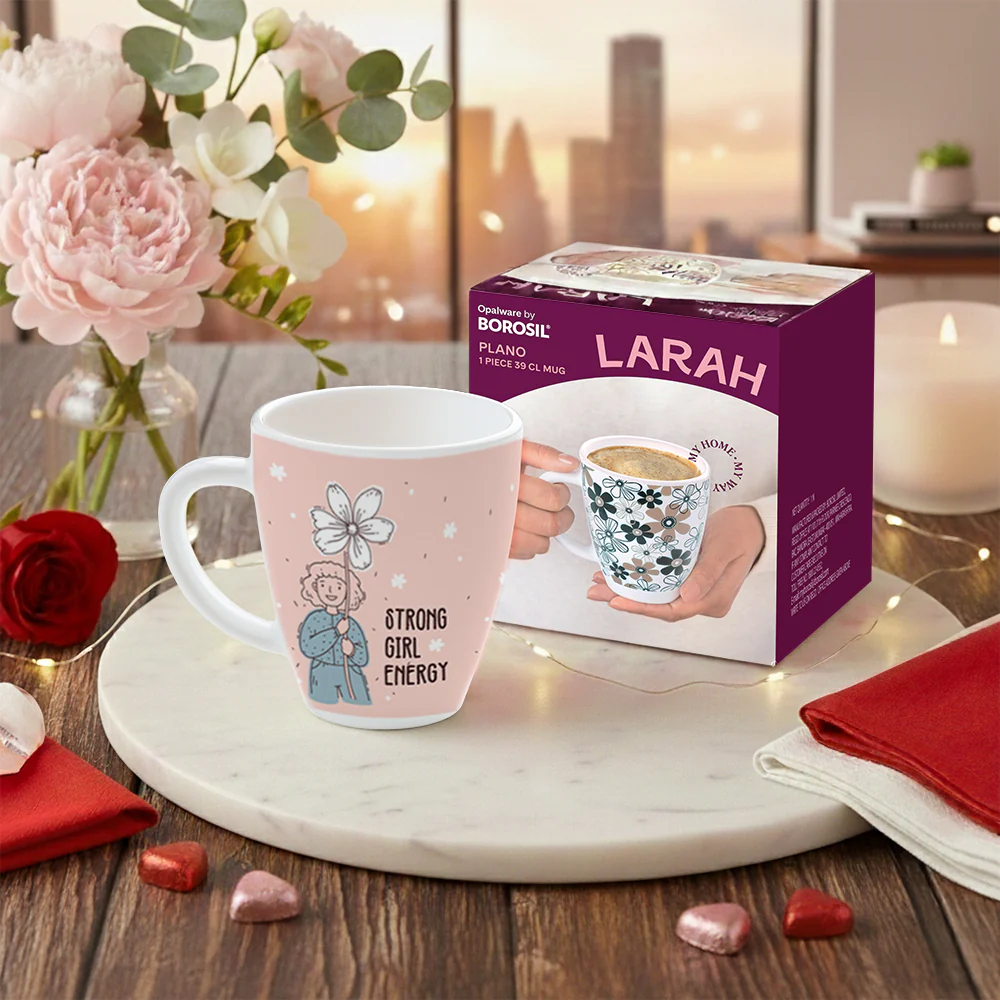 Larah Women's Day Opalware Mug, Happiness - Image 5