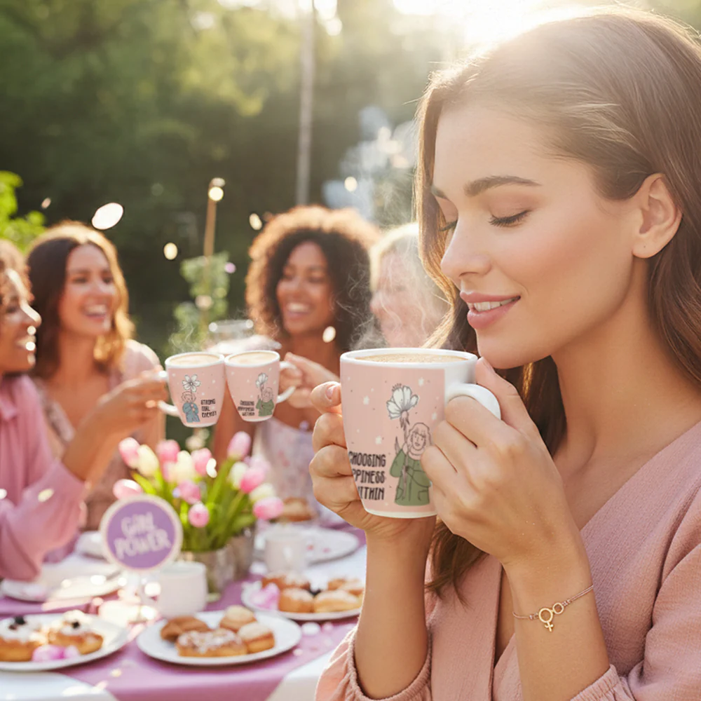 Larah Women's Day Opalware Mug, Happiness - Image 6