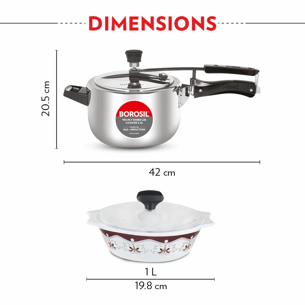 Home Chef Set-Buy Inner Lid Pressure Cooker & Get Casseroles with Lid Free Worth ₹ 1,499/- - Image 3