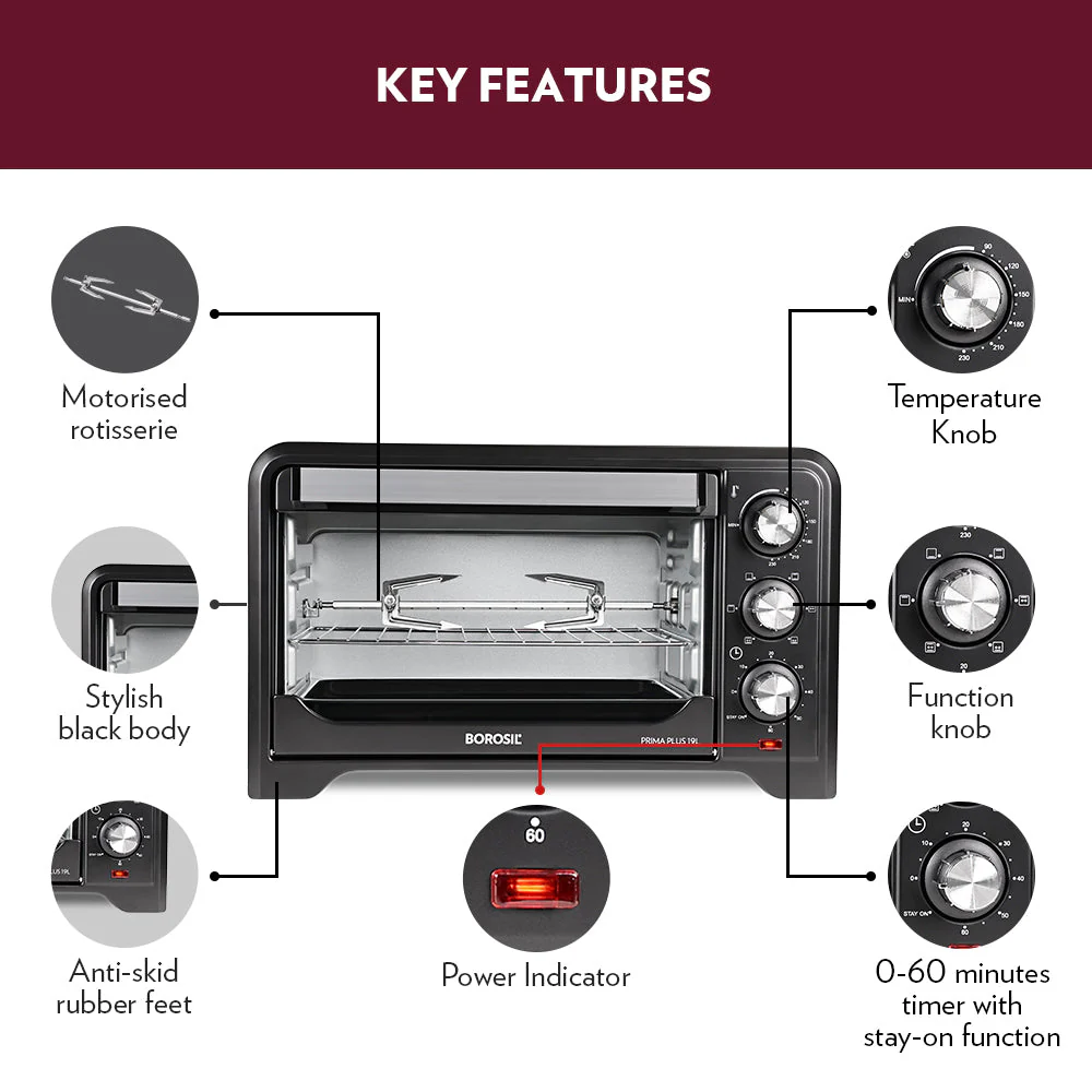Prima Plus 19L Oven Toaster Griller (OTG) - Image 6