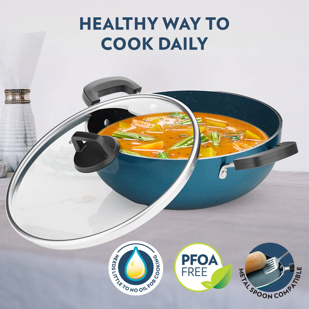 Pro Chef Nonstick Kadhai with Lid - Image 7
