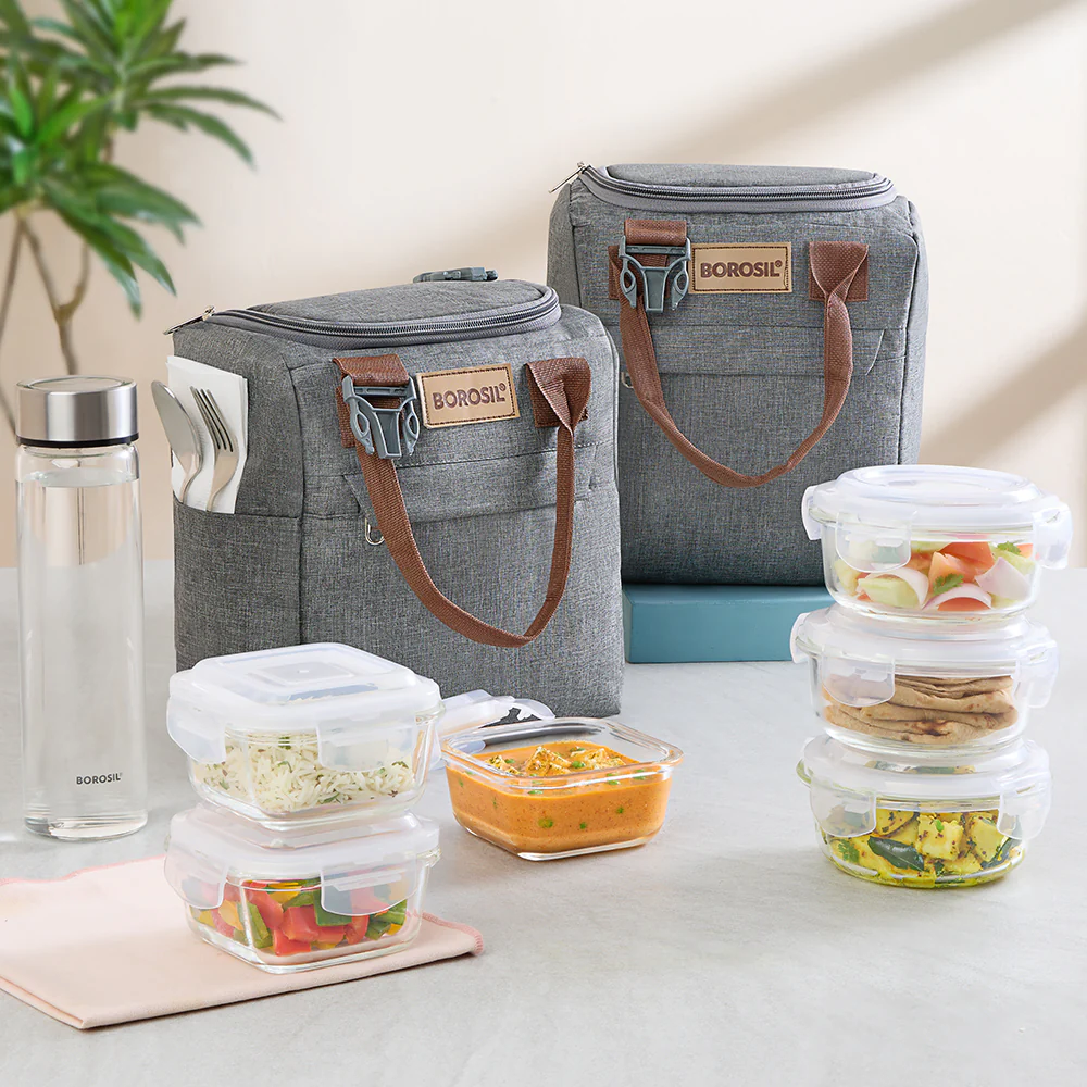 Pro Round Glass Lunch Box with Glass Bottle - Image 11