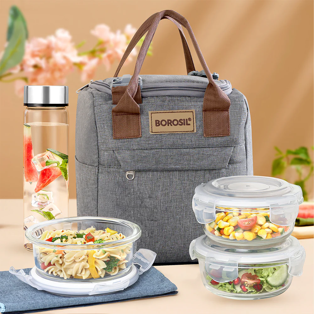 Pro Round Glass Lunch Box with Glass Bottle - Image 13