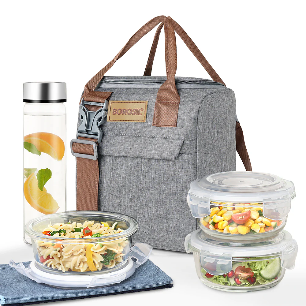 Pro Round Glass Lunch Box with Glass Bottle - Image 14