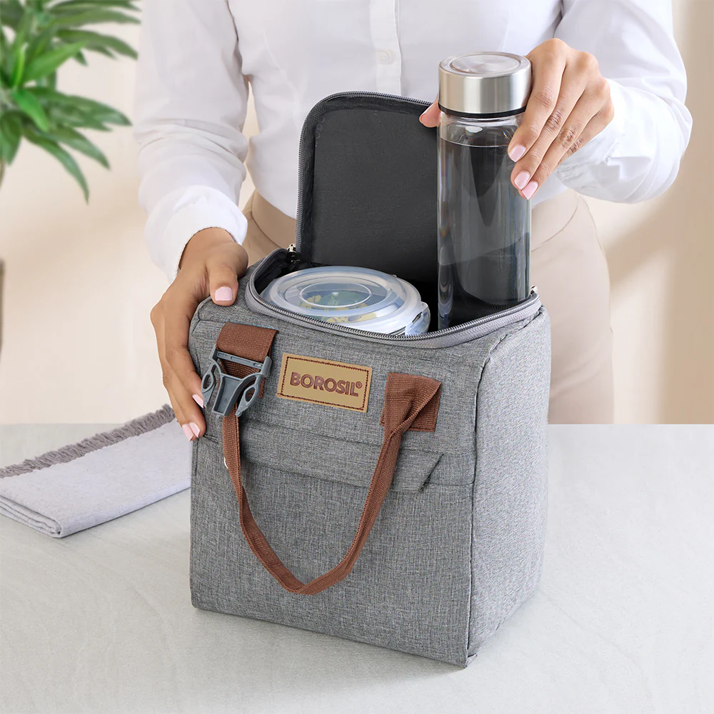 Pro Round Glass Lunch Box with Glass Bottle - Image 5