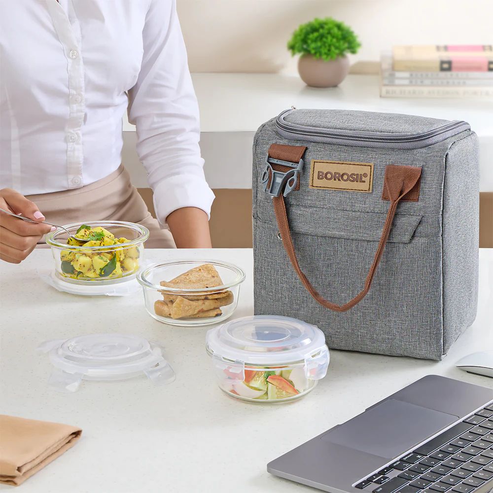 Pro Round Glass Lunch Box with Glass Bottle - Image 7