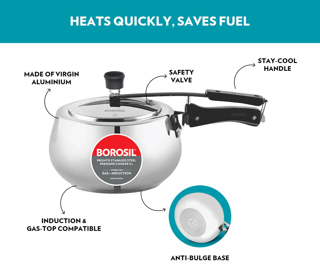 Pronto Stainless Steel Pressure Cooker - Image 4