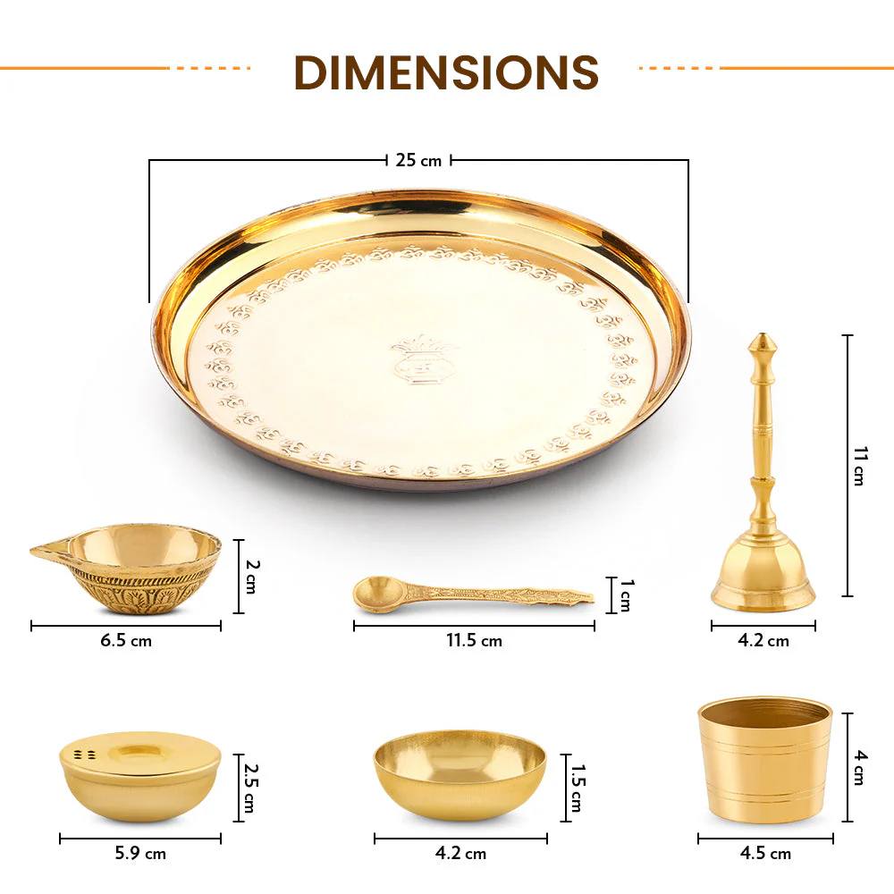 Borosil Puja Thali, 7 pc set + Samagri - Image 3