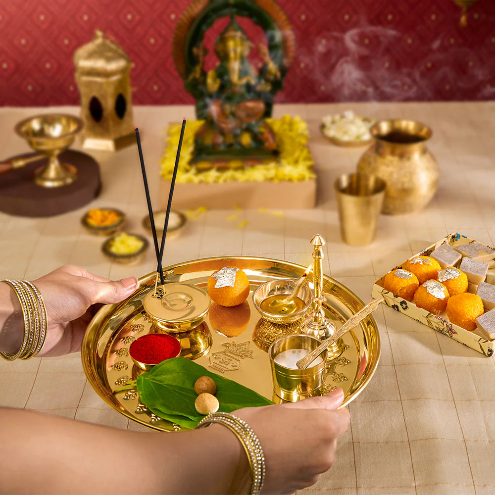 Borosil Puja Thali, 7 pc set + Samagri - Image 5