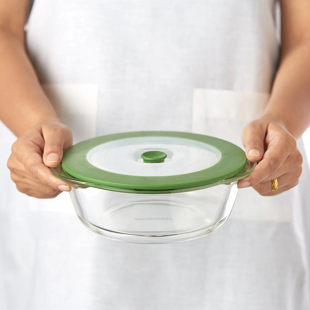 Round Dish with Green Lid - Image 2