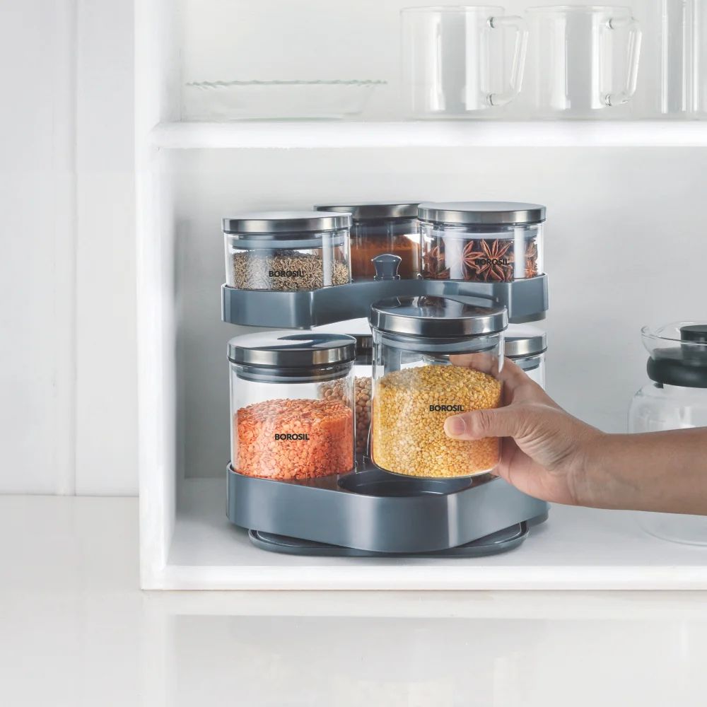 Spin n Store Tray with Classic Glass Jars, SS lid - Image 11