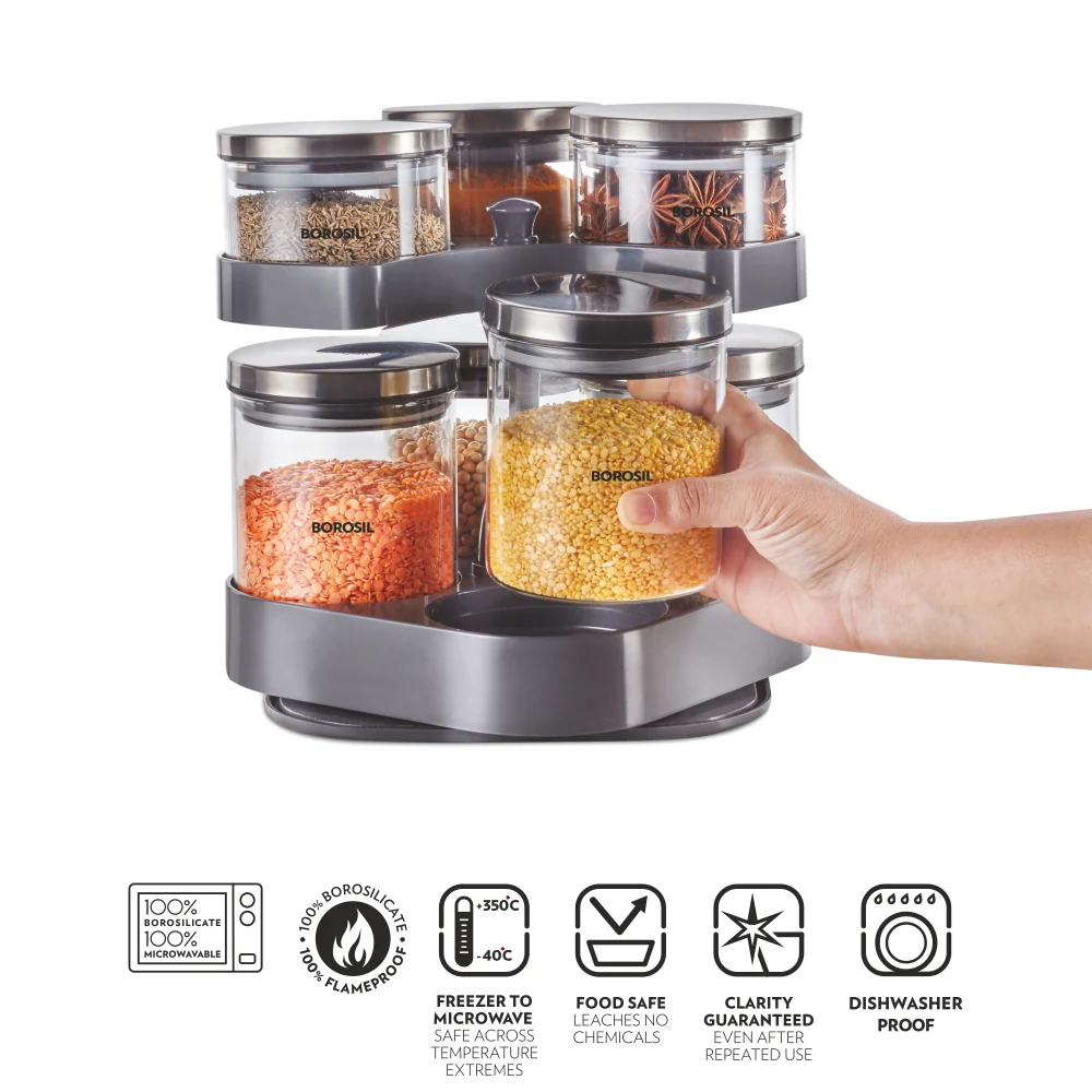 Spin n Store Tray with Classic Glass Jars, SS lid - Image 12