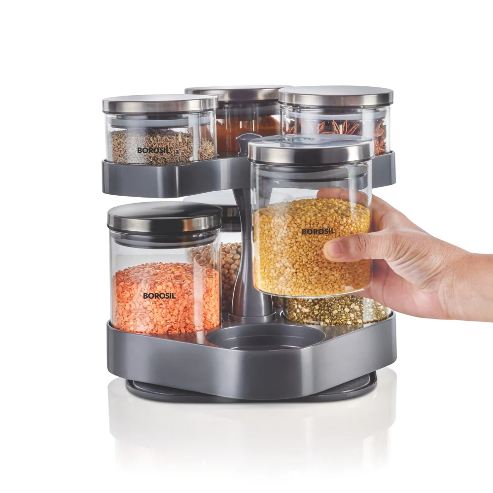 Spin n Store Tray with Classic Glass Jars, SS lid - Image 6