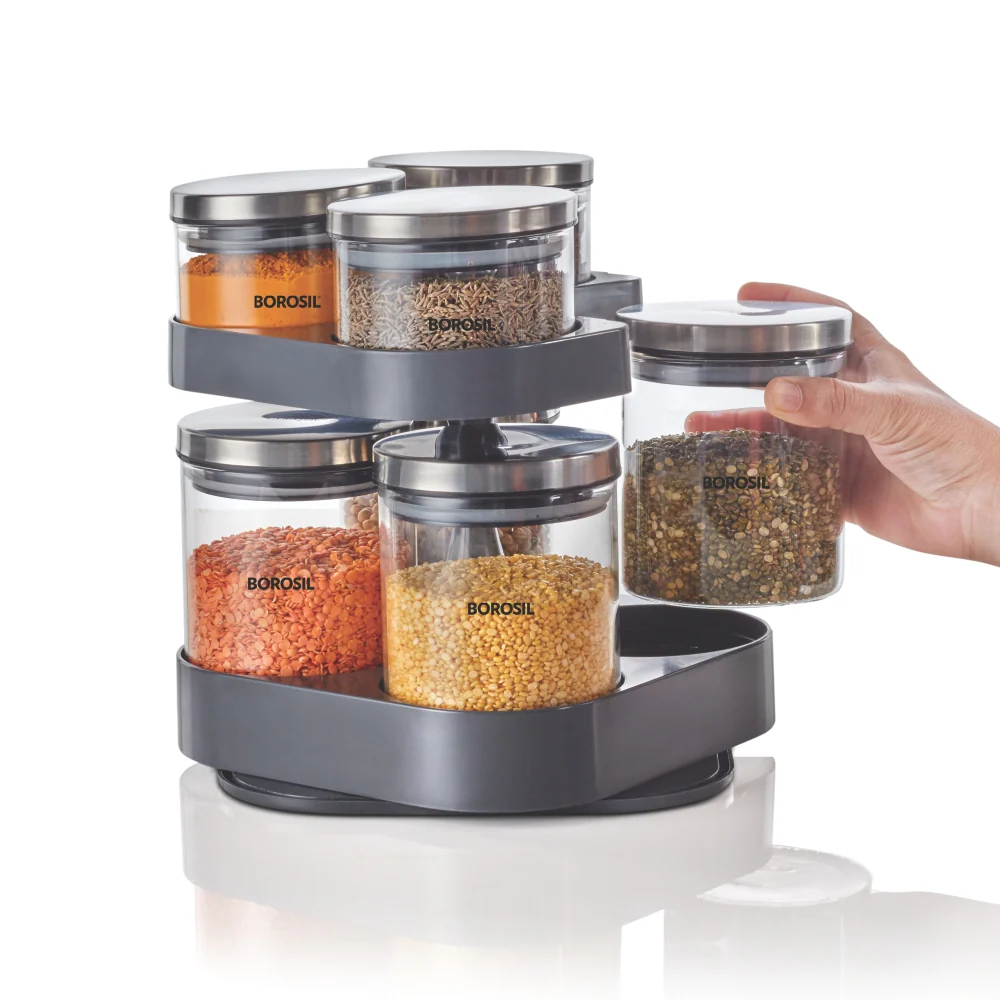 Spin n Store Tray with Classic Glass Jars, SS lid - Image 7