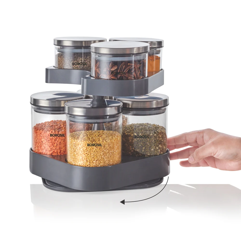Spin n Store Tray with Classic Glass Jars, SS lid - Image 8