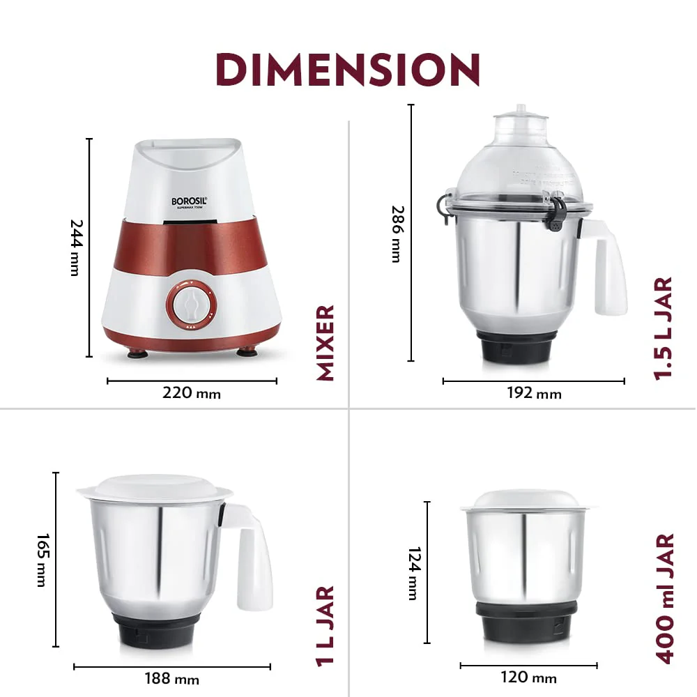 Supermax Mixer Grinder-Red - Image 3