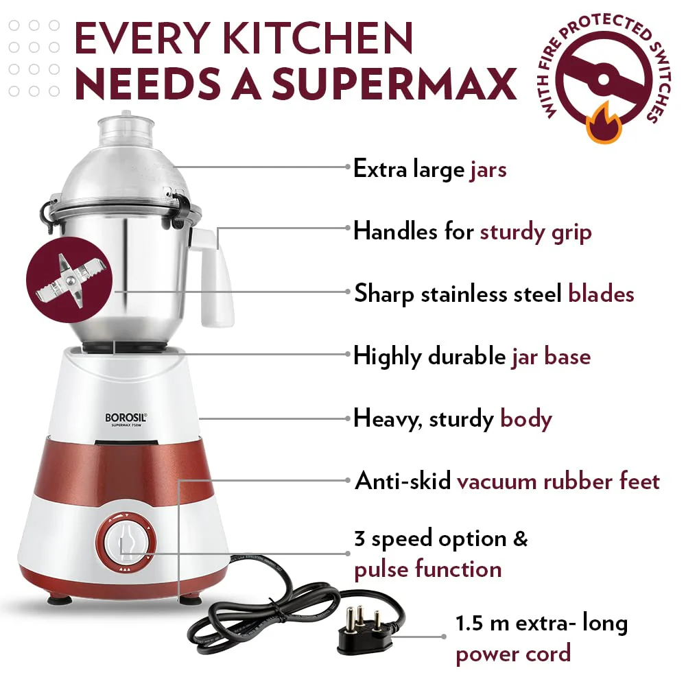 Supermax Mixer Grinder-Red - Image 5