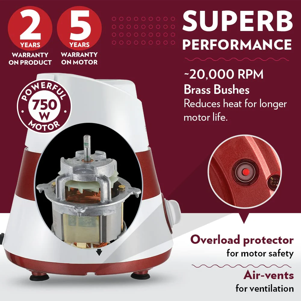 Supermax Mixer Grinder-Red - Image 6